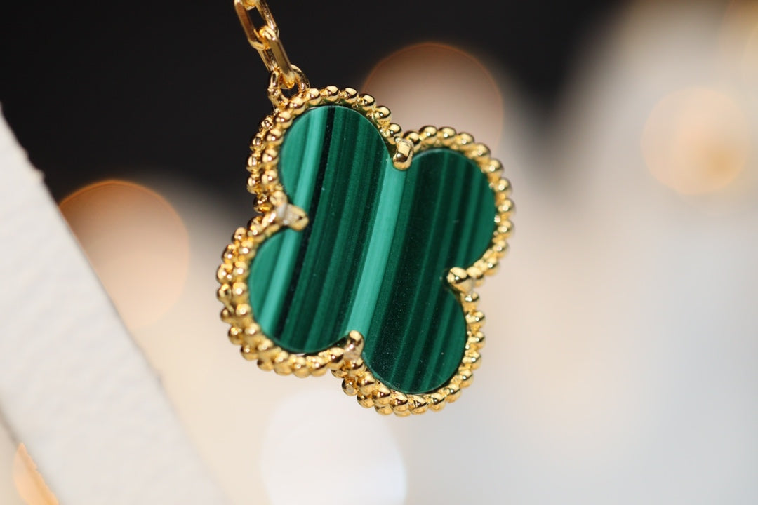 [⭐Haelin Jewelry]CLOVER EARRINGS GOLD MALACHITE DIAMOND 3 MOTIF