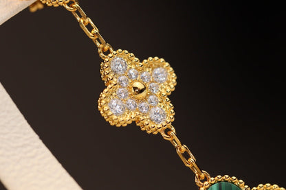 [⭐Haelin Jewelry]CLOVER EARRINGS GOLD MALACHITE DIAMOND 3 MOTIF