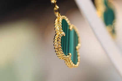 [⭐Haelin Jewelry]CLOVER EARRINGS GOLD MALACHITE DIAMOND 3 MOTIF