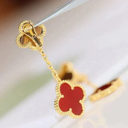 [⭐Haelin Jewelry]CLOVER  2 MOTIF  TIGER EYE CARNELIAN EARRINGS