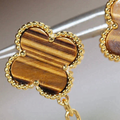 [⭐Haelin Jewelry]CLOVER  2 MOTIF  TIGER EYE CARNELIAN EARRINGS