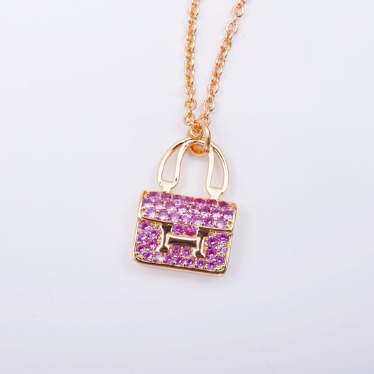 [⭐Haelin Jewelry]CONSTANCE PEDANT PURPLE DIAMOND NECKLACE