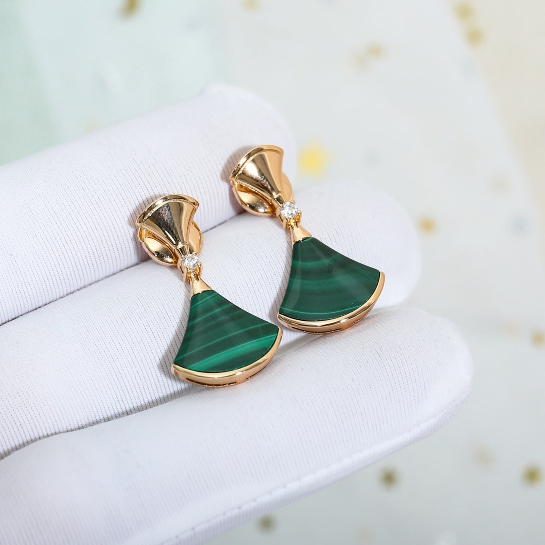 [⭐Haelin Jewelry]DREAM MALACHITE PINK GOLD EARRINGS