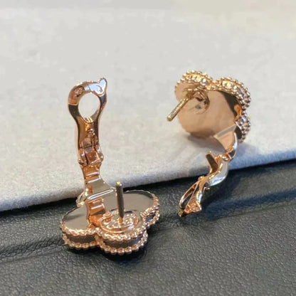 [⭐Haelin Jewelry]CLOVER MEDIUM 1 MOTIFS GRAY MOP  DIAMOND EARRINGS