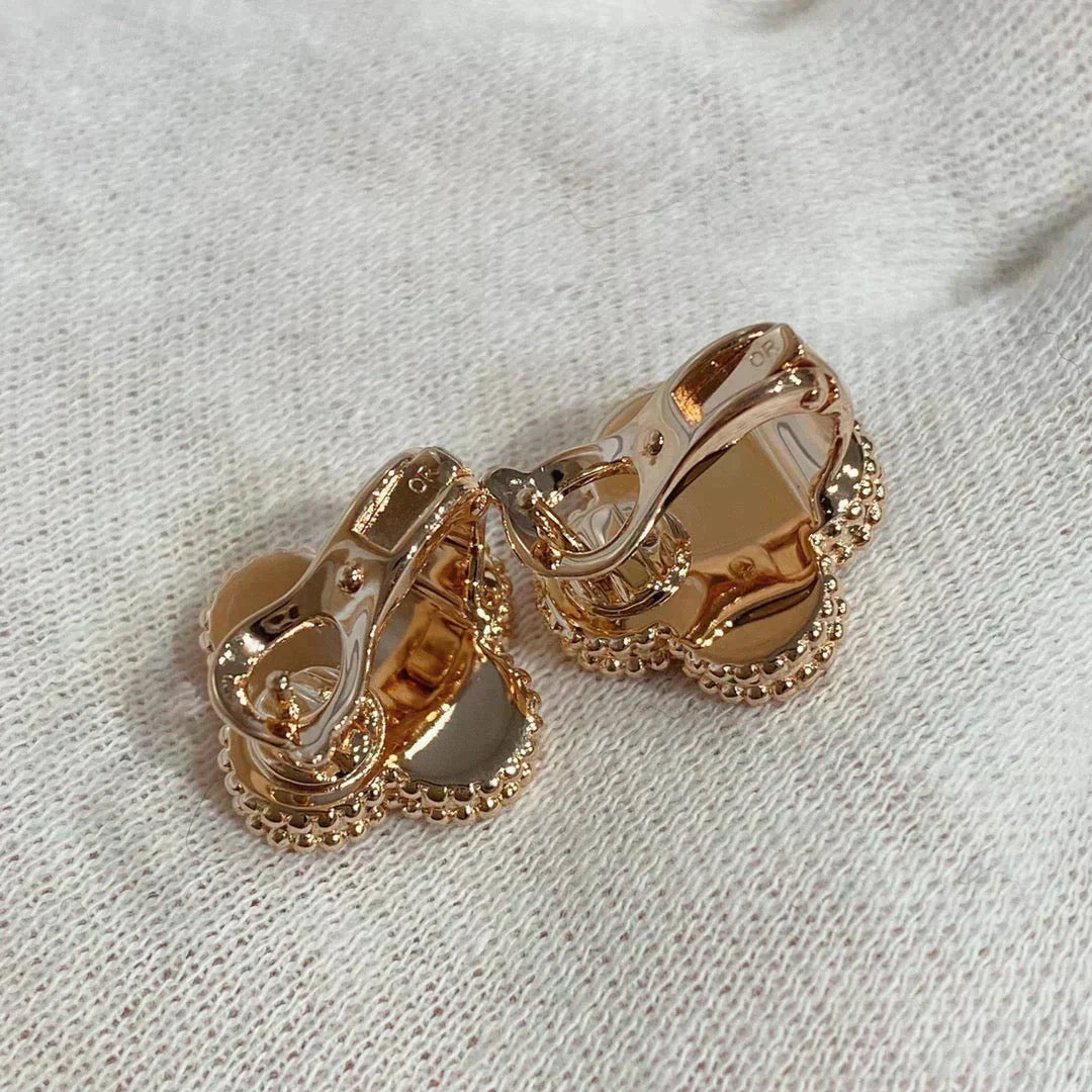 [⭐Haelin Jewelry]CLOVER MEDIUM 1 MOTIFS CARNELIAN  DIAMOND earrings