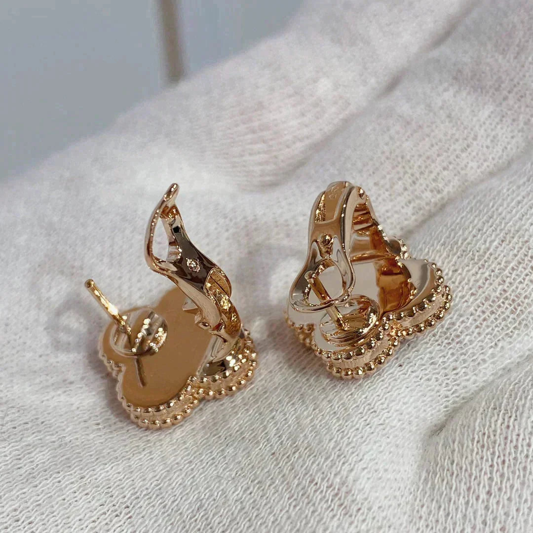 [⭐Haelin Jewelry]CLOVER MEDIUM 1 MOTIFS CARNELIAN  DIAMOND earrings