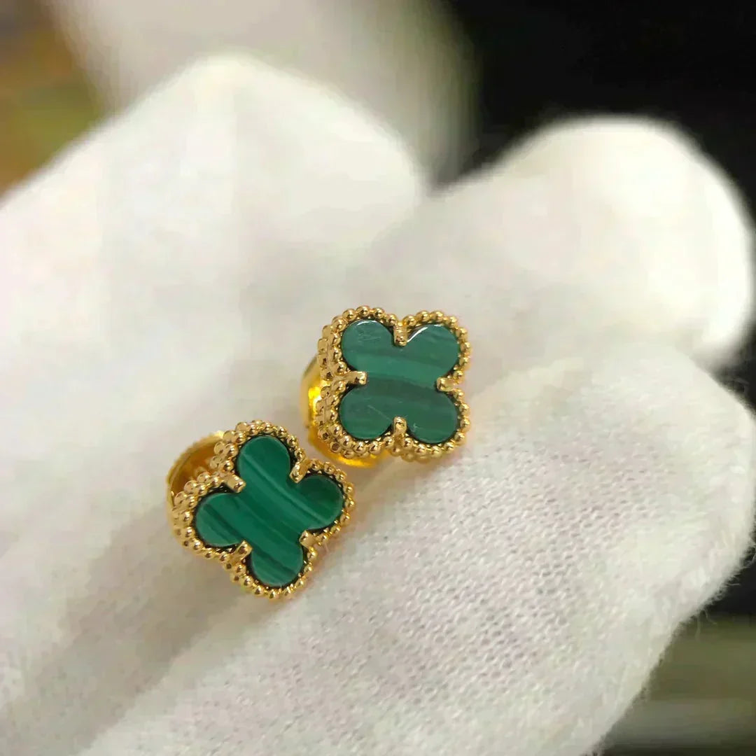 [⭐Haelin Jewelry]CLOVER MINI 9.5MM MALACHITE  EARRINGS