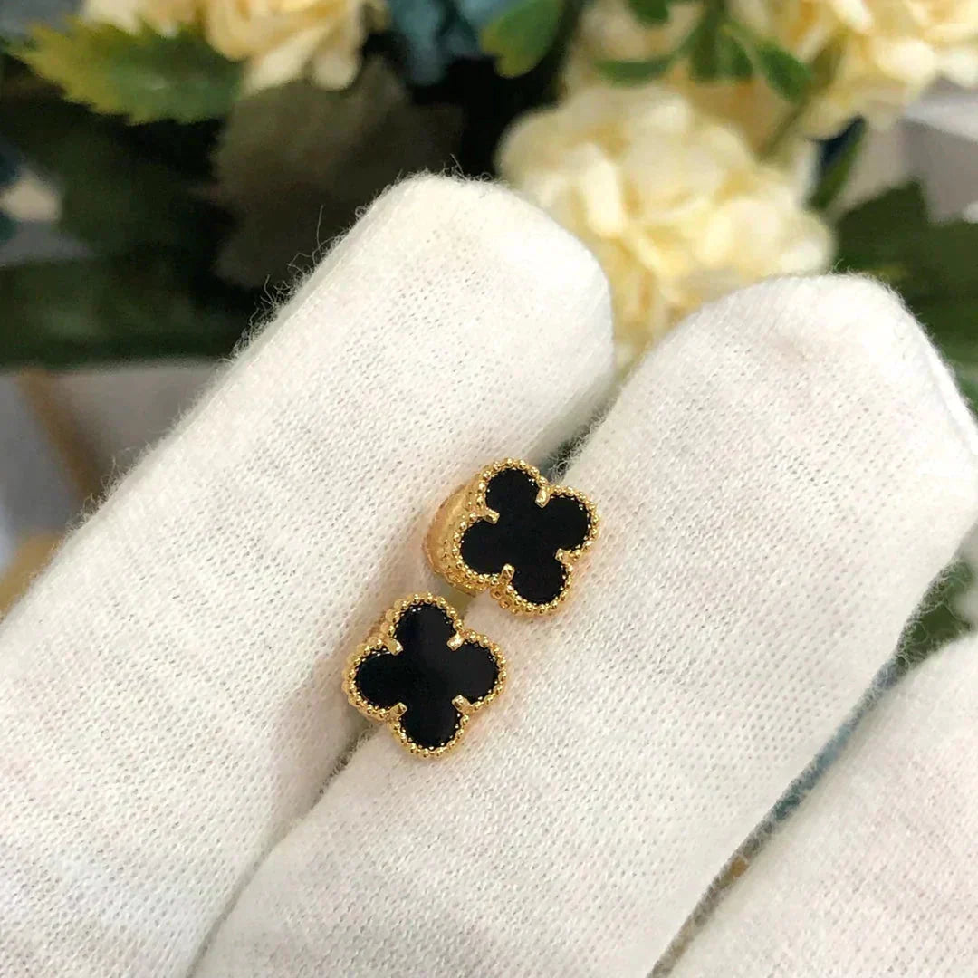 [⭐Haelin Jewelry]CLOVER MINI 9.5MM BLACK MOP EARRINGS