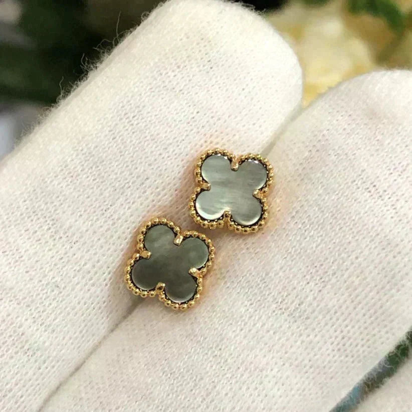 [⭐Haelin Jewelry]CLOVER MINI 9.5MM GRAY MOP EARRINGS