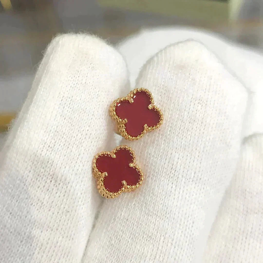 [⭐Haelin Jewelry]CLOVER MINI 9.5MM CARNELIAN EARRINGS