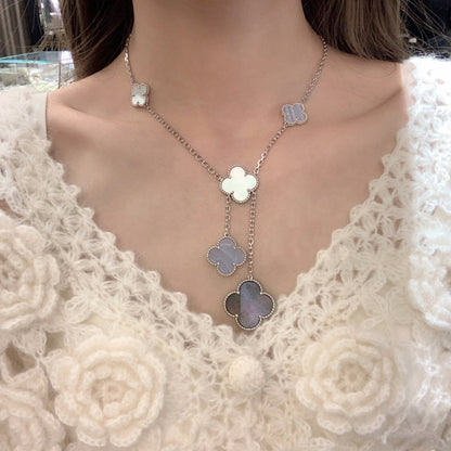 [⭐Haelin Jewelry]CLOVER MOP CHALCEDONY NECKLACE SILVER 6 MOTIF