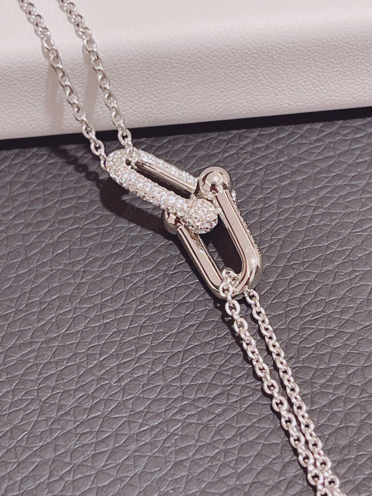 [Haelin Jewelry]HARDWEAR DOUBLE LINK PEDANT SILVER DIAMOND NECKLACE