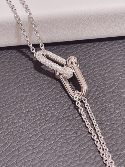 [Haelin Jewelry]HARDWEAR DOUBLE LINK PEDANT SILVER DIAMOND NECKLACE