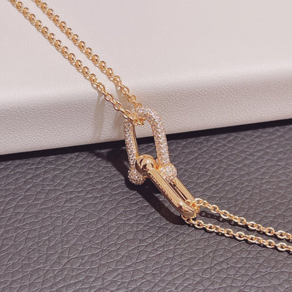 [Haelin Jewelry]HARDWEAR DOUBLE LINK PEDANT PINK GOLD DIAMOND NECKLACE