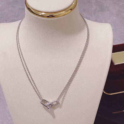[Haelin Jewelry]HARDWEAR DOUBLE LINK PEDANT SILVER DIAMOND NECKLACE