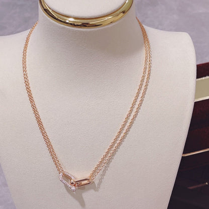 [Haelin Jewelry]HARDWEAR DOUBLE LINK PEDANT PINK GOLD DIAMOND NECKLACE
