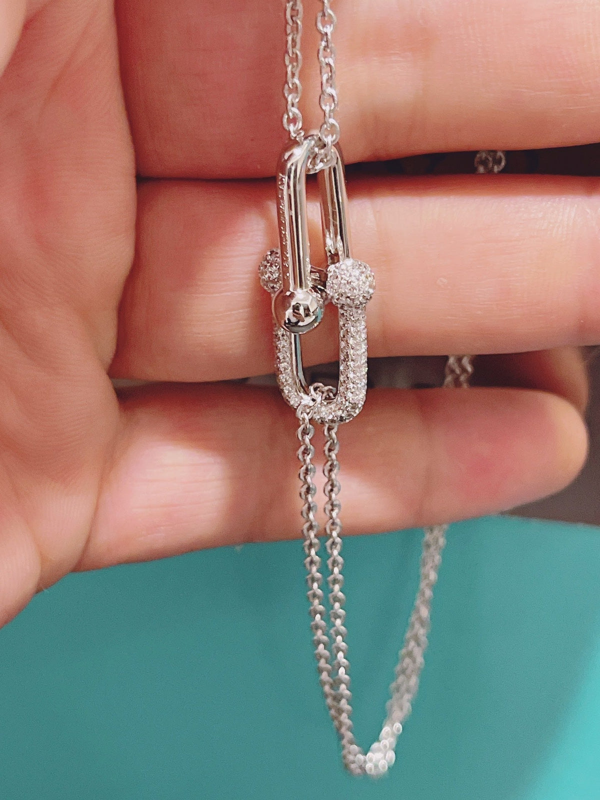 [Haelin Jewelry]HARDWEAR DOUBLE LINK PEDANT SILVER DIAMOND NECKLACE
