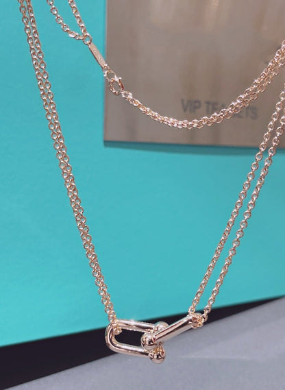 [Haelin Jewelry]HARDWEAR DOUBLE LINK PEDANT PINK GOLD NECKLACE