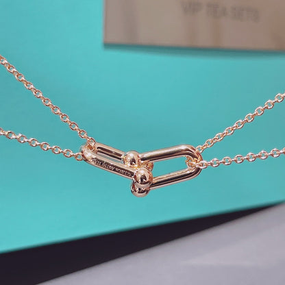 [Haelin Jewelry]HARDWEAR DOUBLE LINK PEDANT PINK GOLD NECKLACE
