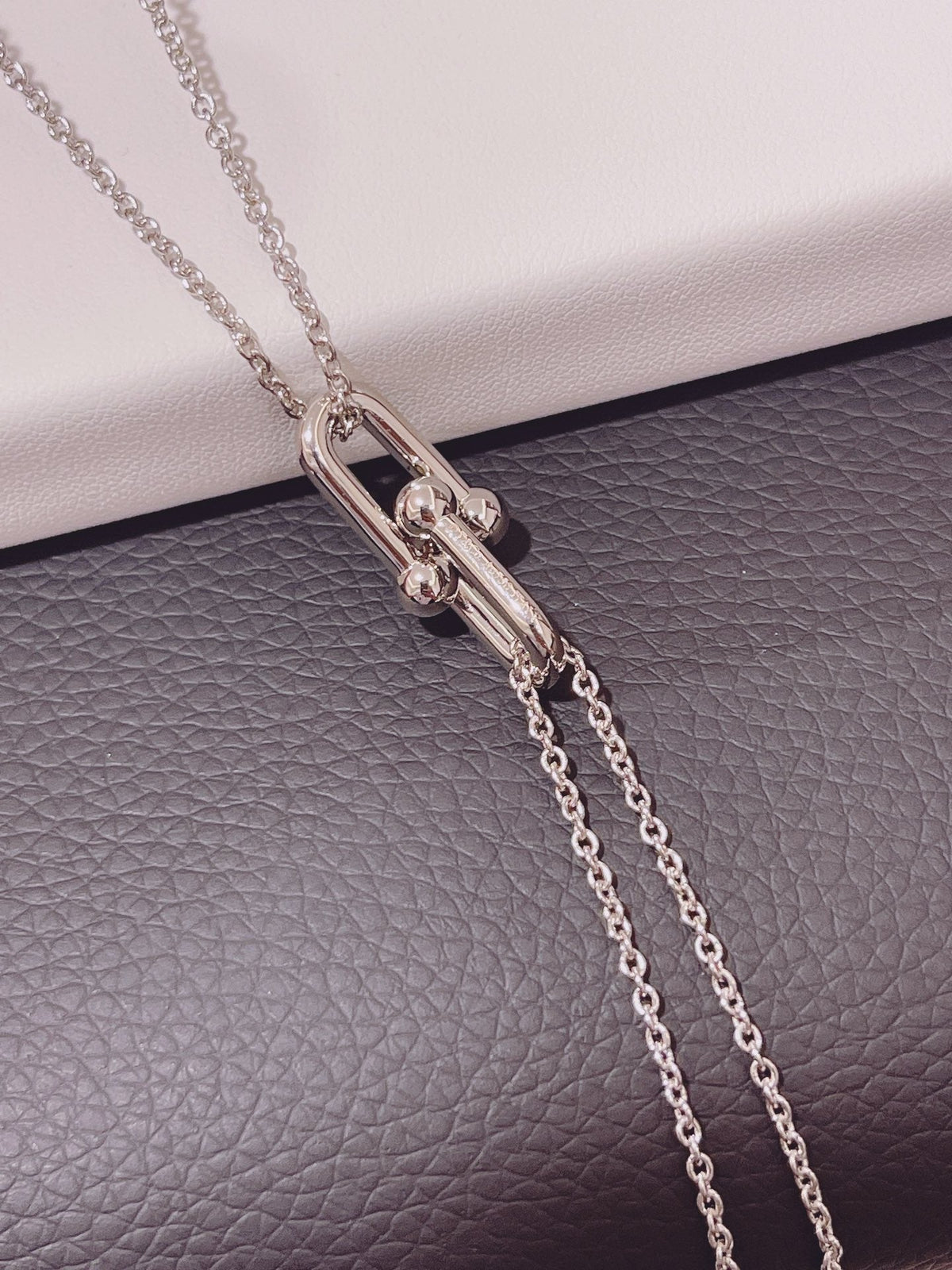 [Haelin Jewelry]HARDWEAR DOUBLE LINK PEDANT SILVER NECKLACE
