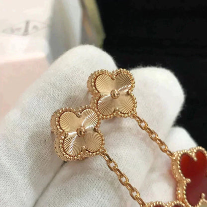 [⭐Haelin Jewelry]CLOVER 2 MOTIF  LASER CARNELIAN EARRINGS