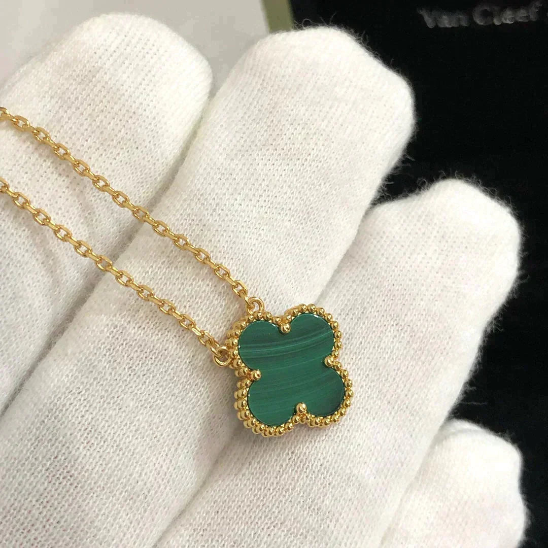 [⭐Haelin Jewelry]CLOVER 15MM MALACHITE SINGLE FLOWER  NECKLACE