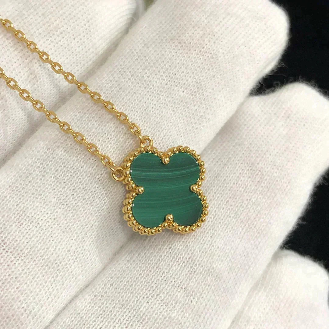 [⭐Haelin Jewelry]CLOVER 15MM MALACHITE SINGLE FLOWER  NECKLACE