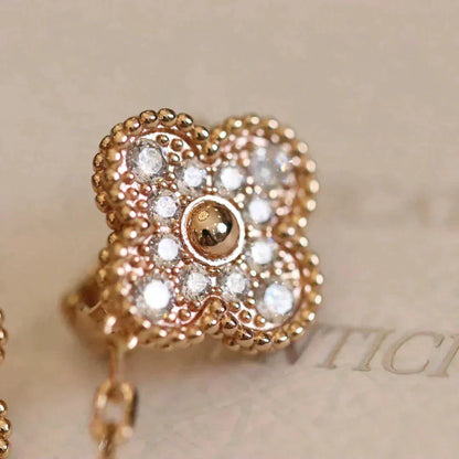[⭐Haelin Jewelry]CLOVER MEDIUM 1 MOTIFS FUll DIAMOND EARRINGS