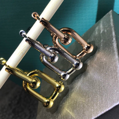 [Haelin Jewelry]HARDWARE DROP EARRINGS DOUBLE LINK