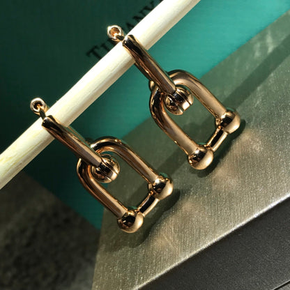 [Haelin Jewelry]HARDWARE DROP EARRINGS DOUBLE LINK