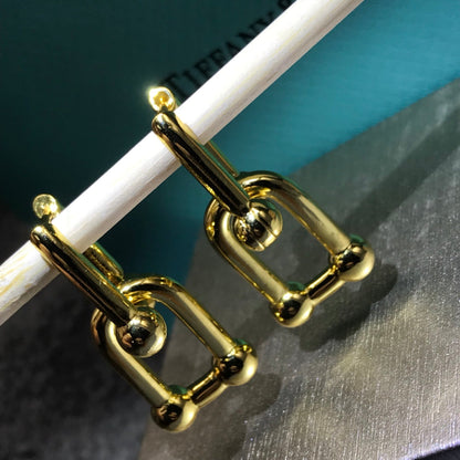 [Haelin Jewelry]HARDWARE DROP EARRINGS DOUBLE LINK