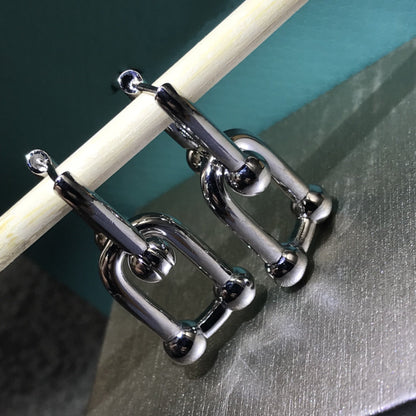 [Haelin Jewelry]HARDWARE DROP EARRINGS DOUBLE LINK