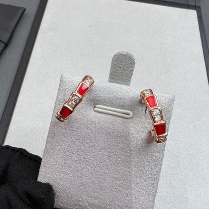 [⭐Haelin Jewelry]SERPENTI CARNELIAN PINK GOLD EARRINGS