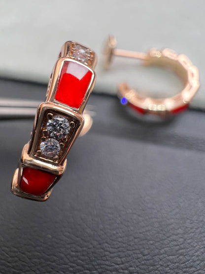 [⭐Haelin Jewelry]SERPENTI CARNELIAN PINK GOLD EARRINGS