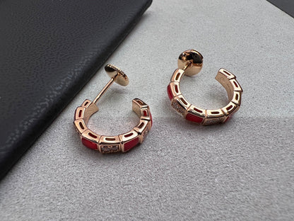 [⭐Haelin Jewelry]SERPENTI CARNELIAN PINK GOLD EARRINGS