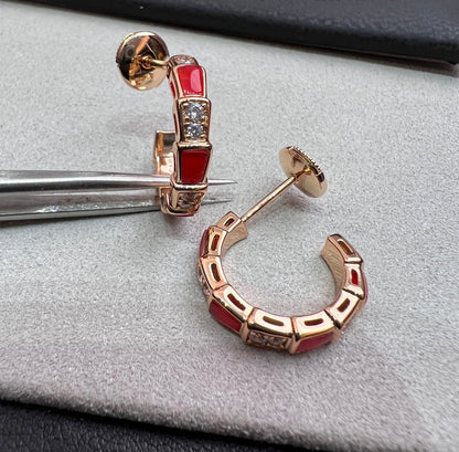 [⭐Haelin Jewelry]SERPENTI CARNELIAN PINK GOLD EARRINGS
