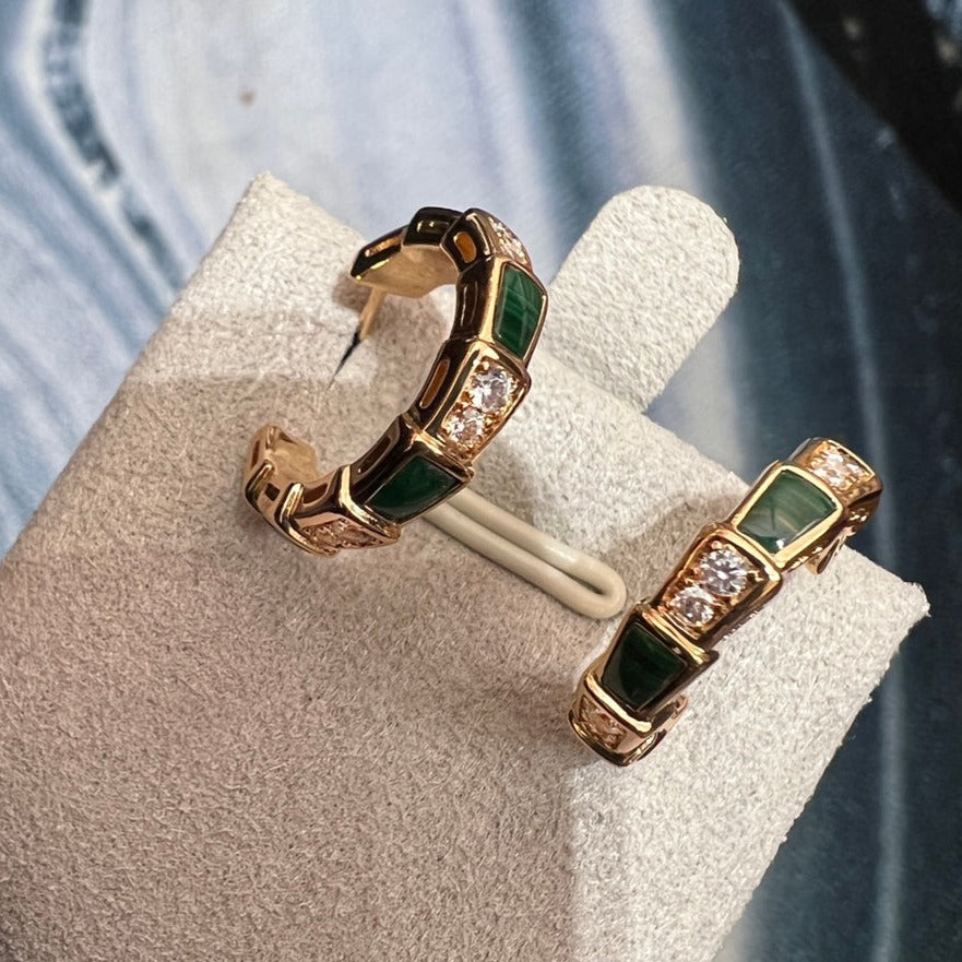 [⭐Haelin Jewelry]SERPENTI MALACHITE PINK GOLD EARRINGS