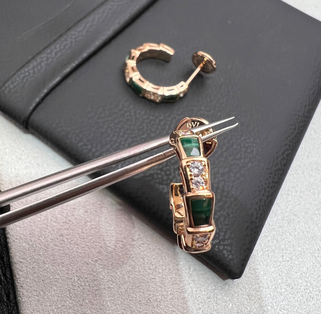 [⭐Haelin Jewelry]SERPENTI MALACHITE PINK GOLD EARRINGS