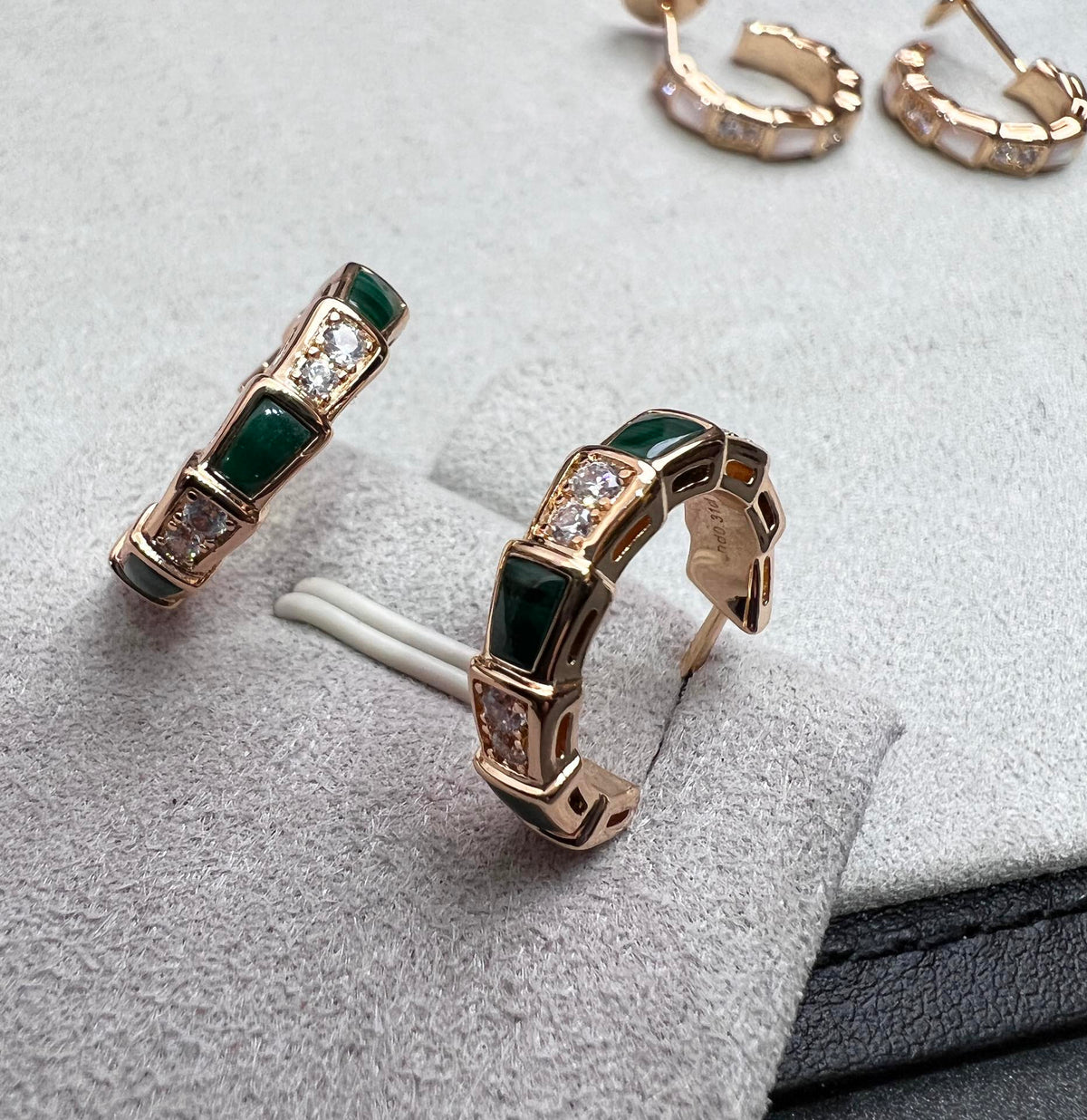 [⭐Haelin Jewelry]SERPENTI MALACHITE PINK GOLD EARRINGS
