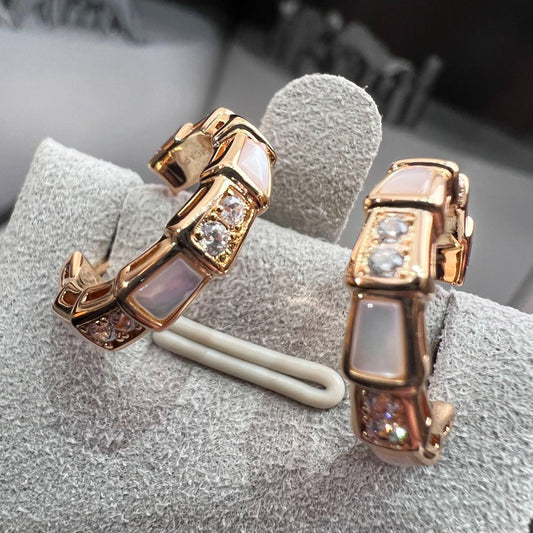 [⭐Haelin Jewelry]SERPENTI MOP PINK GOLD EARRINGS