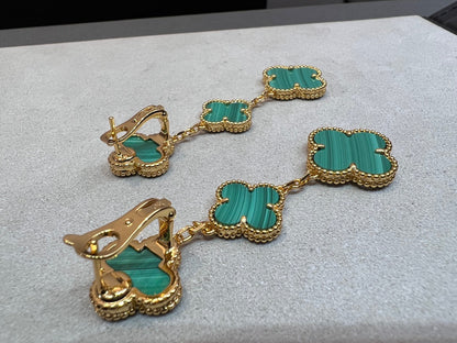 [⭐Haelin Jewelry]CLOVER MALACHITE 3 MOTIFS GOLD