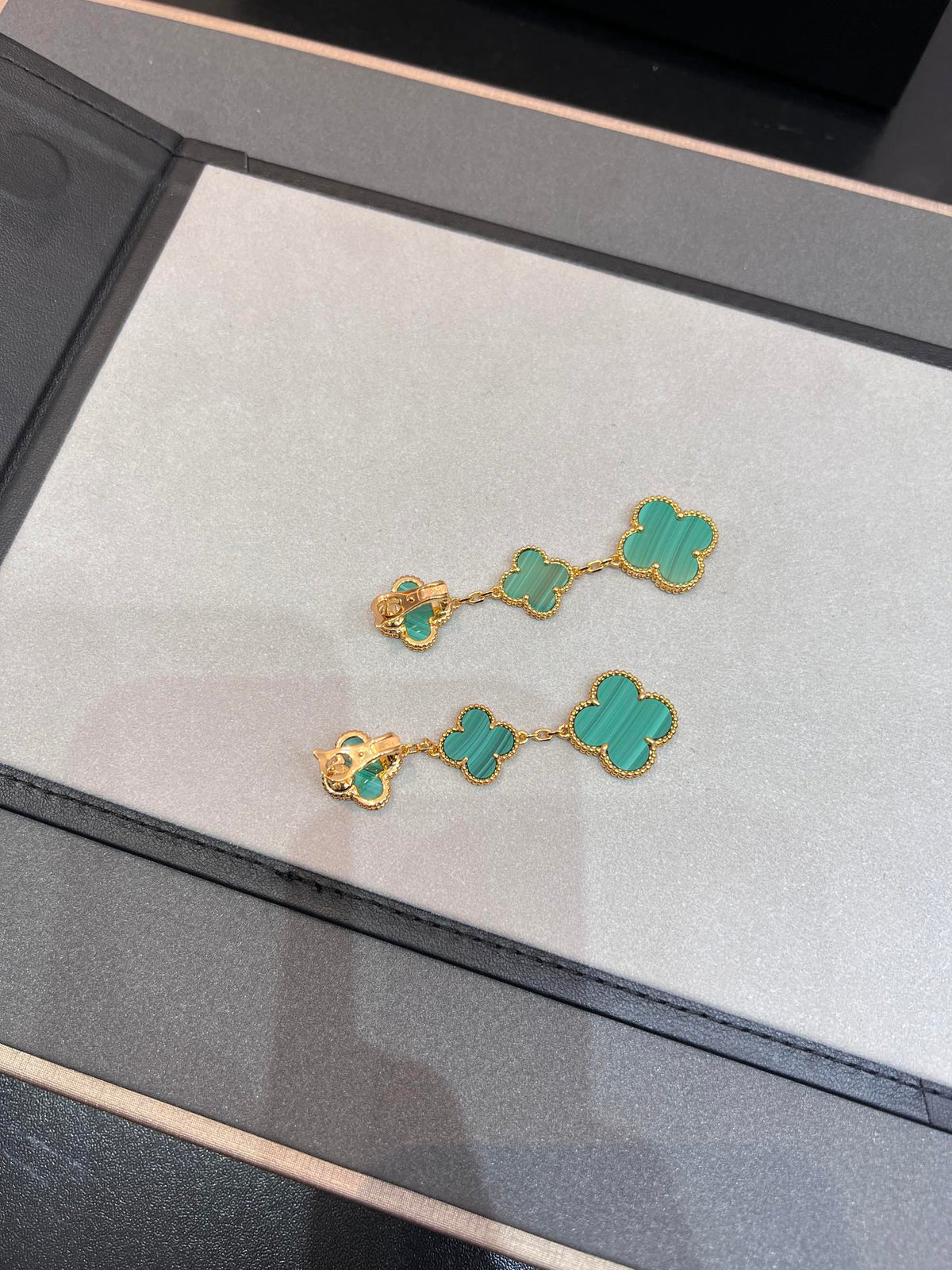 [⭐Haelin Jewelry]CLOVER MALACHITE 3 MOTIFS GOLD