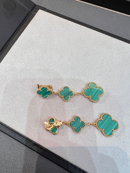 [⭐Haelin Jewelry]CLOVER MALACHITE 3 MOTIFS GOLD
