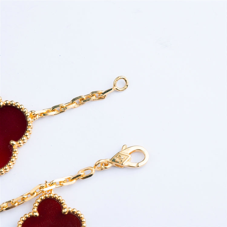 [⭐Haelin Jewelry]CLOVER BRACELET 5 MOTIFS CARNELIAN TIGER EYE