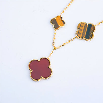 [⭐Haelin Jewelry]CLOVER BRACELET 5 MOTIFS CARNELIAN TIGER EYE
