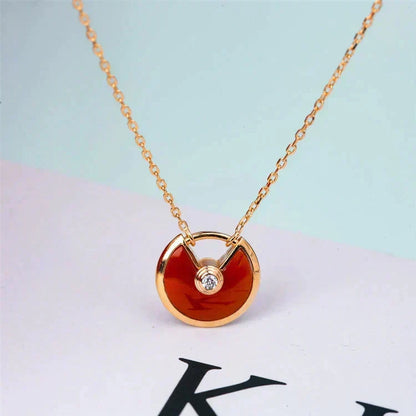 [⭐Haelin Jewelry]AMULETTE GOLD CARNELIAN ONYX NECKLACE