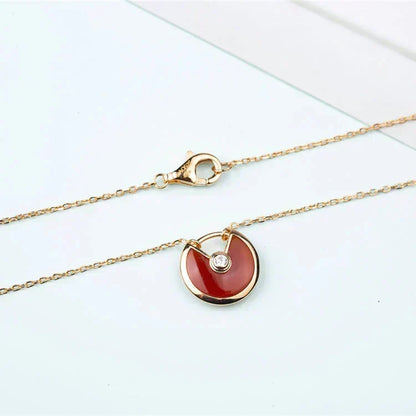 [⭐Haelin Jewelry]AMULETTE GOLD CARNELIAN ONYX NECKLACE