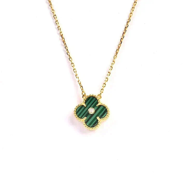 [⭐Haelin Jewelry]CLOVER 15MM DIAMOND TURQUOISE NECKLACE
