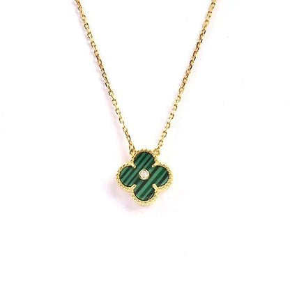[⭐Haelin Jewelry]CLOVER 15MM DIAMOND TURQUOISE NECKLACE