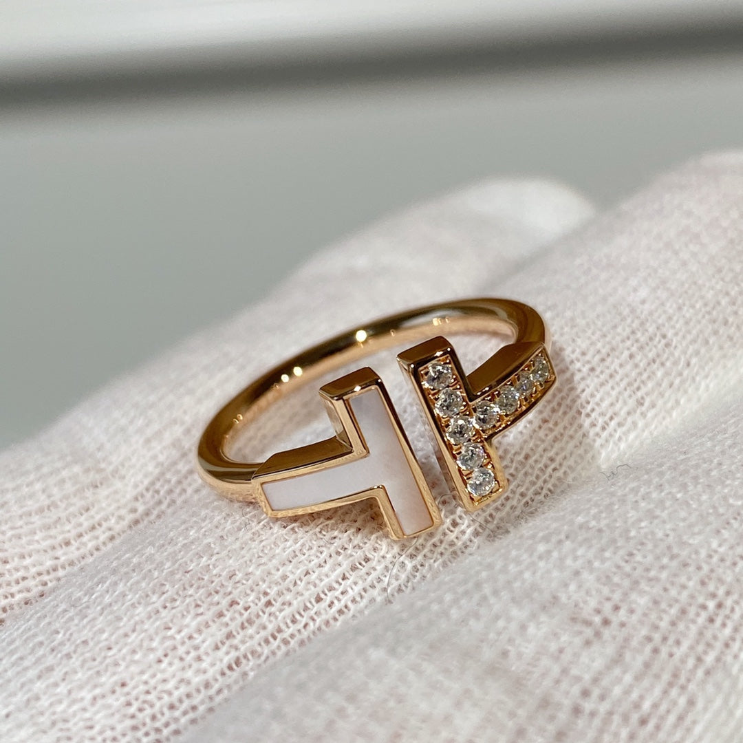 [Haelin Jewelry]T WIRE MOP DIAMOND RING PINK GOLD